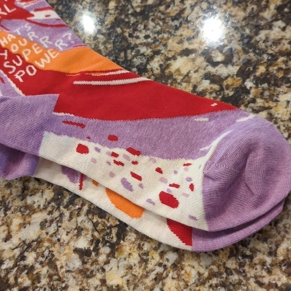 Blue Q Crew Socks I'm a girl what's your superpower Soft Combed Cotton